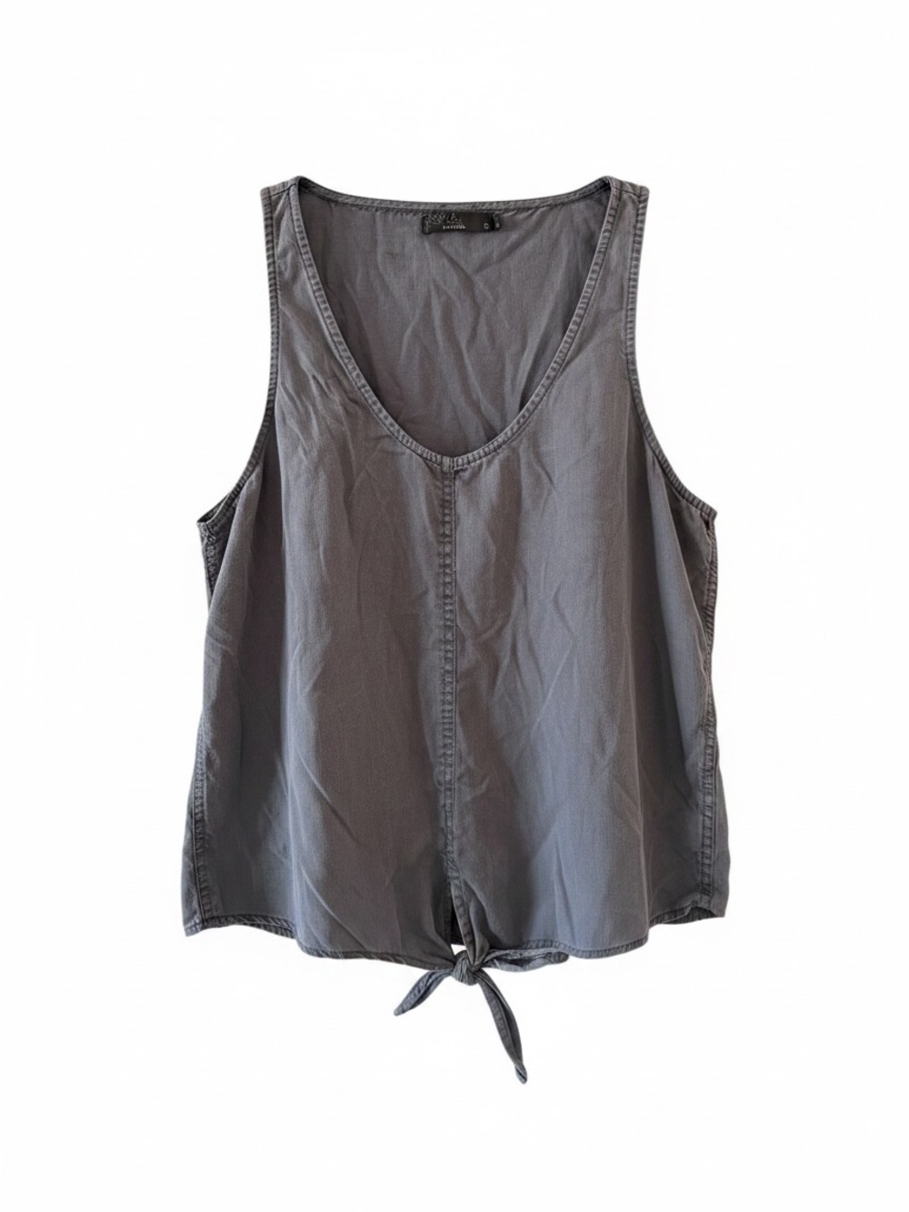 Prana 100% Tencel Lyocell Gray Tie-Front Scoop Tank size small